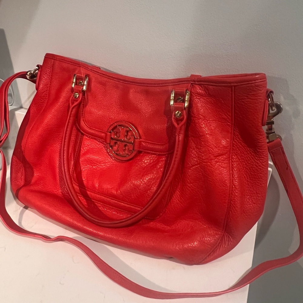 Tory Burch Vibrant Red Leather Shoulder Bag
